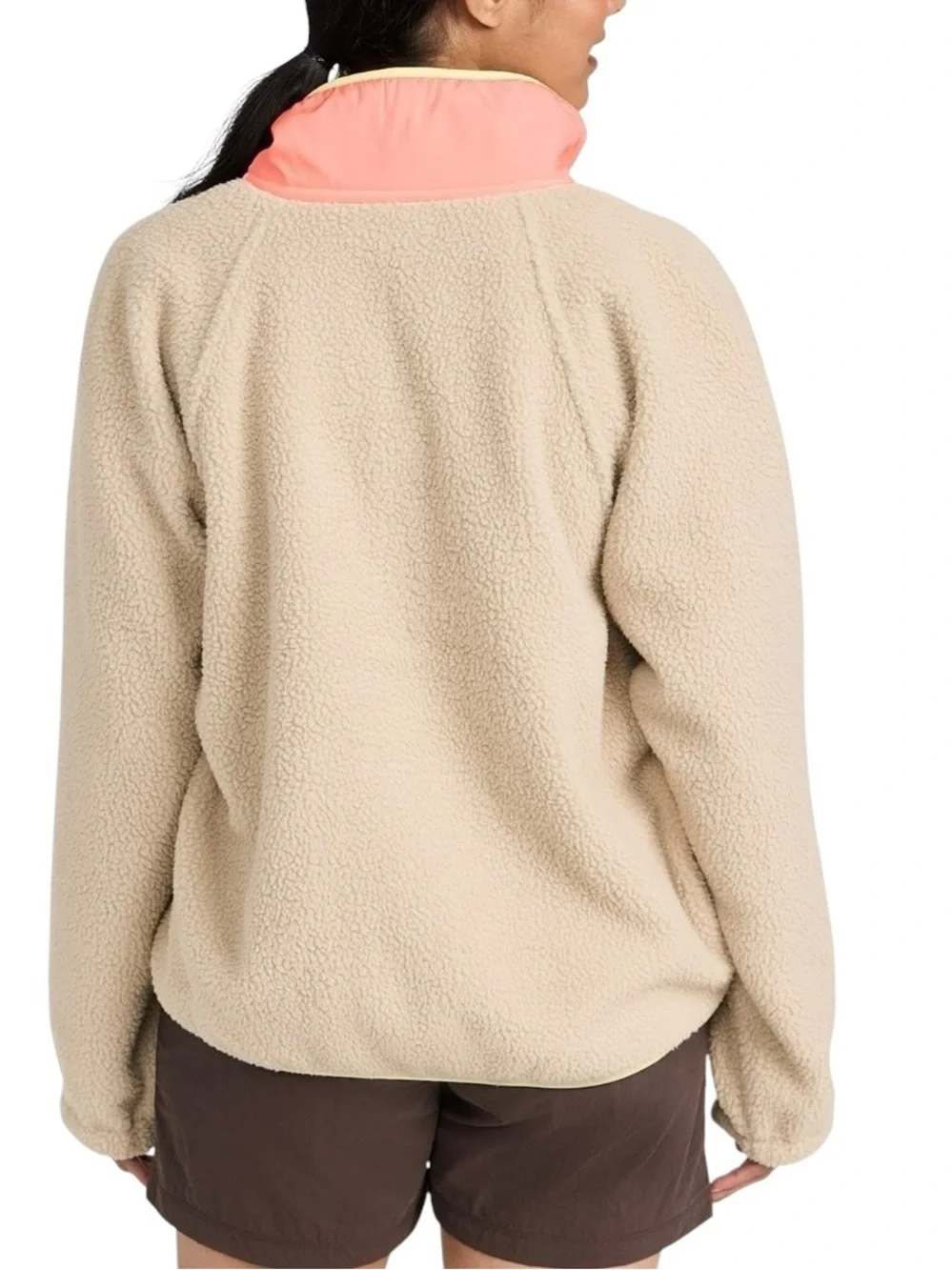 Free People FP Movement Hit The Slopes Fleece Pullover XL Tan Orange Colorblock